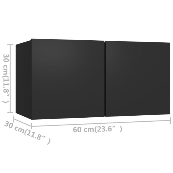2 pcs conjunto de móveis de TV contraplacado preto - Image 7
