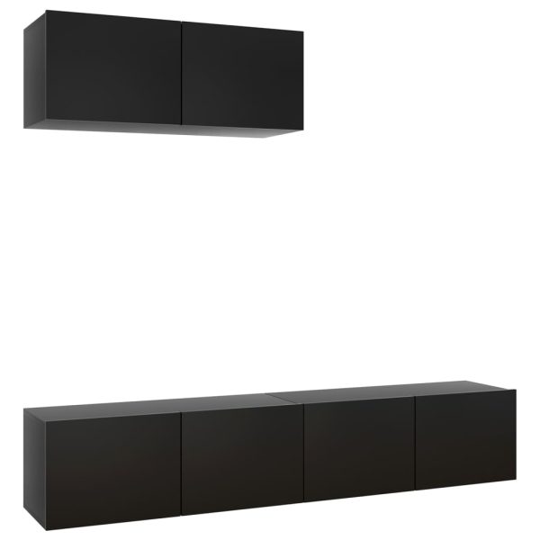 Móveis de TV 3 pcs contraplacado preto - Image 2