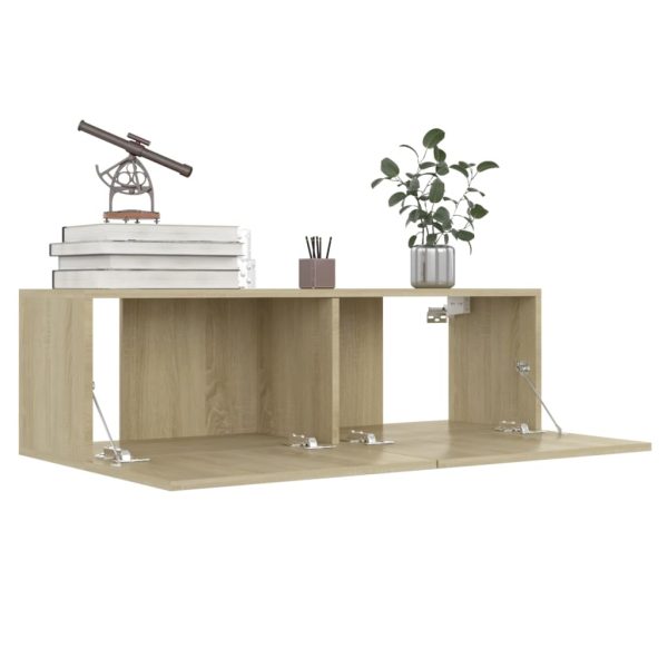 6pcs conjunto de móveis de TV contraplacado cor carvalho sonoma - Image 4