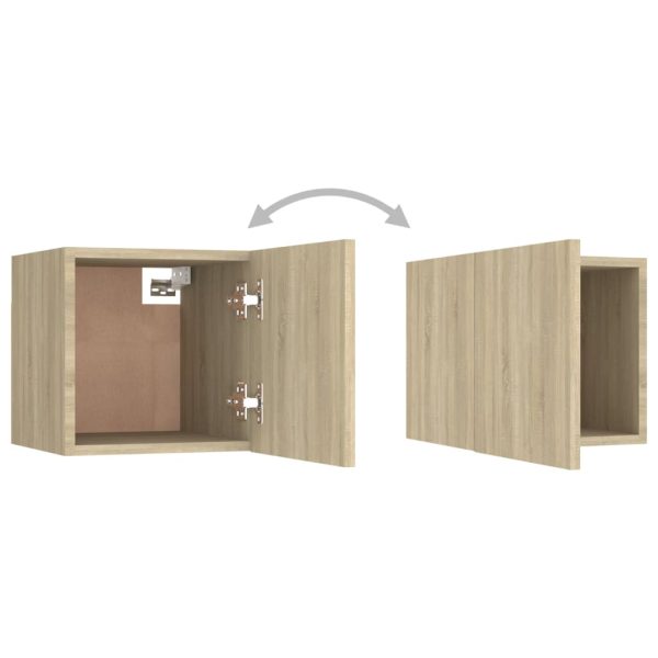 6pcs conjunto de móveis de TV contraplacado cor carvalho sonoma - Image 7