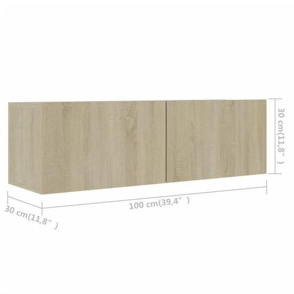 6pcs conjunto de móveis de TV contraplacado cor carvalho sonoma - Image 9