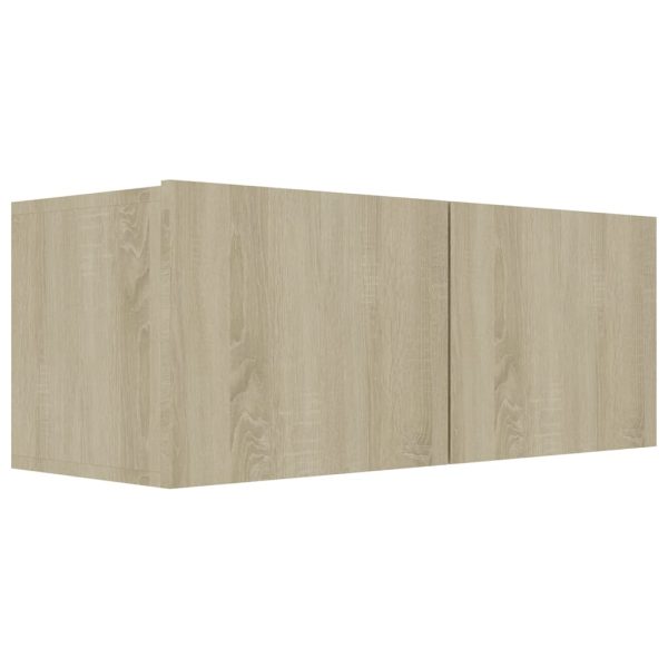 2 pcs conjunto de móveis de TV contraplacado carvalho sonoma - Image 4