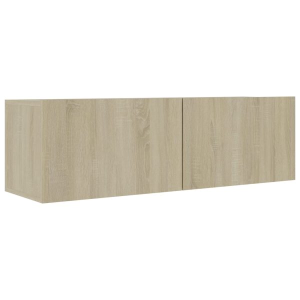 2 pcs conjunto de móveis de TV contraplacado carvalho sonoma - Image 5