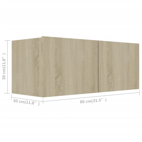2 pcs conjunto de móveis de TV contraplacado carvalho sonoma - Image 6