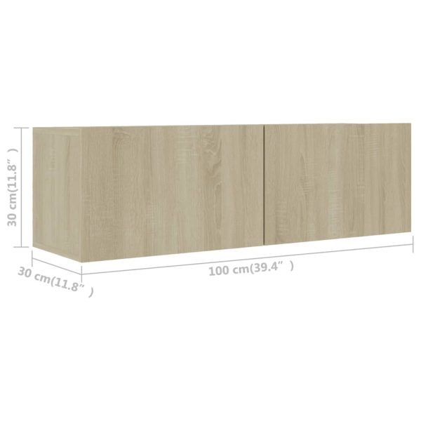 2 pcs conjunto de móveis de TV contraplacado carvalho sonoma - Image 7