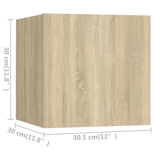 4pcs conjunto de móveis de TV contraplacado cor carvalho sonoma - Image 7