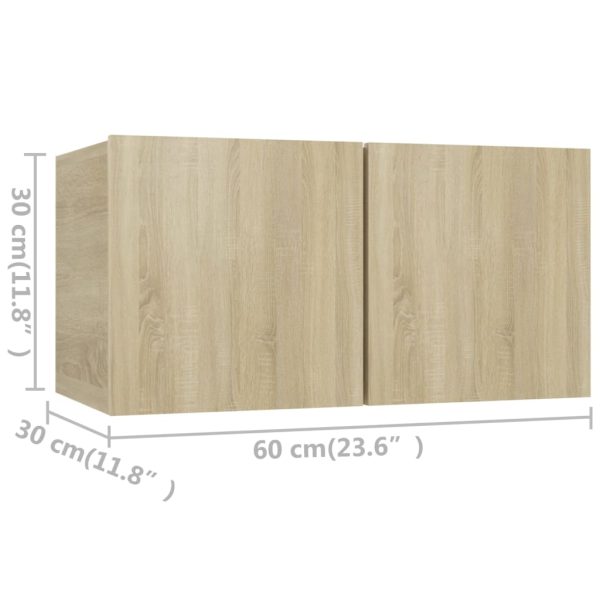 4pcs conjunto de móveis de TV contraplacado cor carvalho sonoma - Image 8