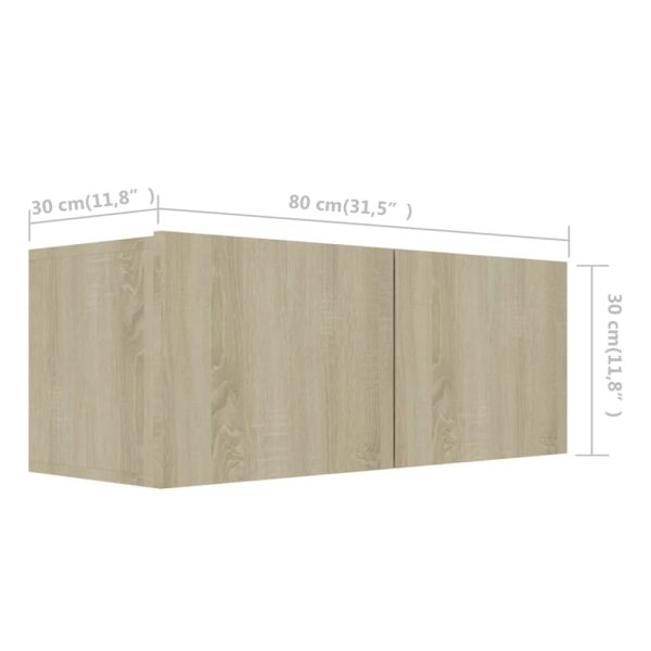 4pcs conjunto de móveis de TV contraplacado cor carvalho sonoma - Image 9