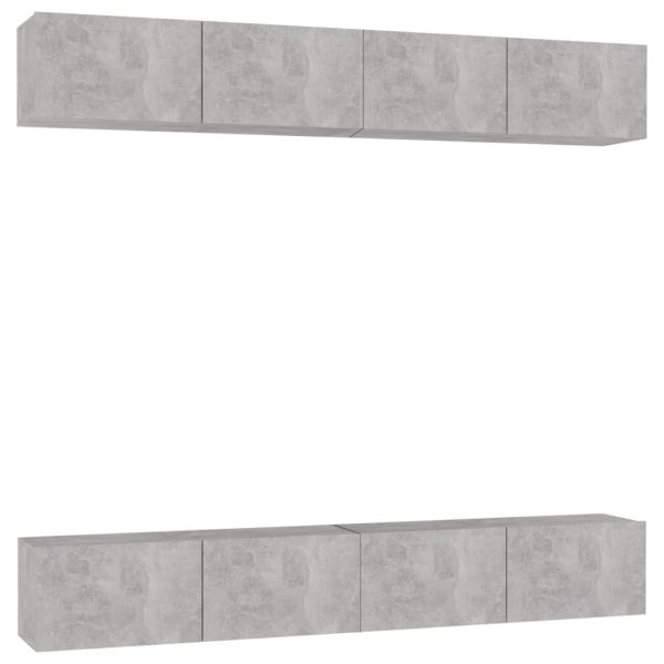 Móveis de TV 4 pcs 100x30x30 cm contraplacado cinzento cimento - Image 2
