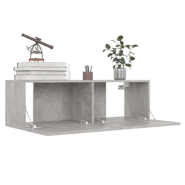 8 pcs conjunto de móveis de TV contraplacado cinzento cimento - Image 4