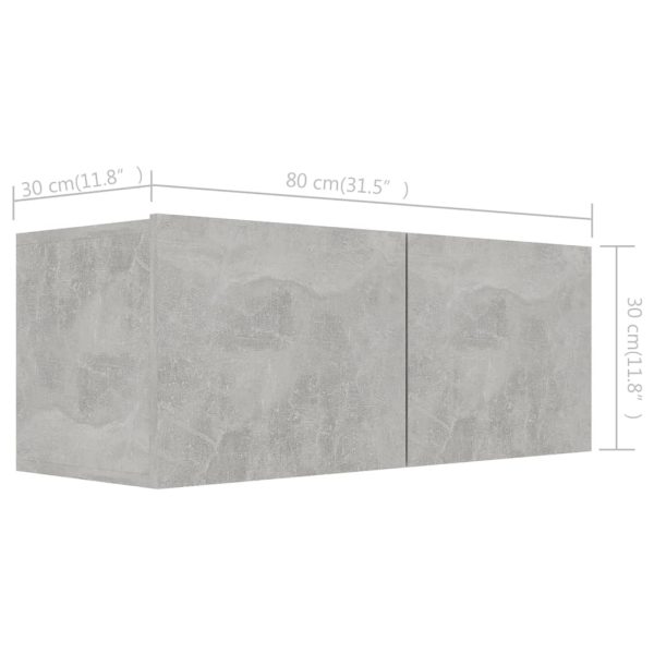6 pcs conjunto de móveis de TV contraplacado cinzento cimento - Image 6