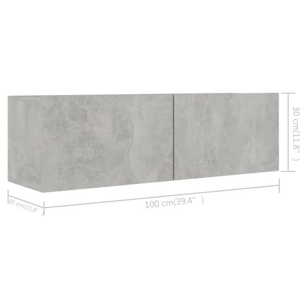 6 pcs conjunto de móveis de TV contraplacado cinzento cimento - Image 7