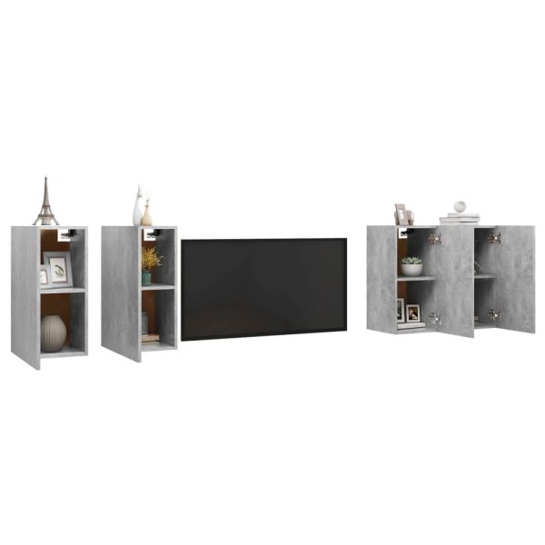 Móveis de TV 4 pcs 30,5x30x60 cm contraplacado cinzento cimento - Image 3