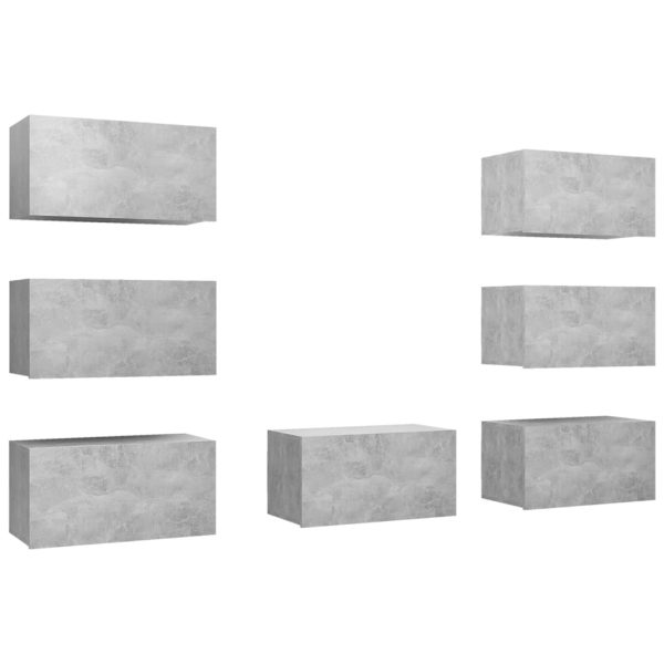 Móveis de TV 7 pcs 30,5x30x60 cm contraplacado cinzento cimento - Image 2