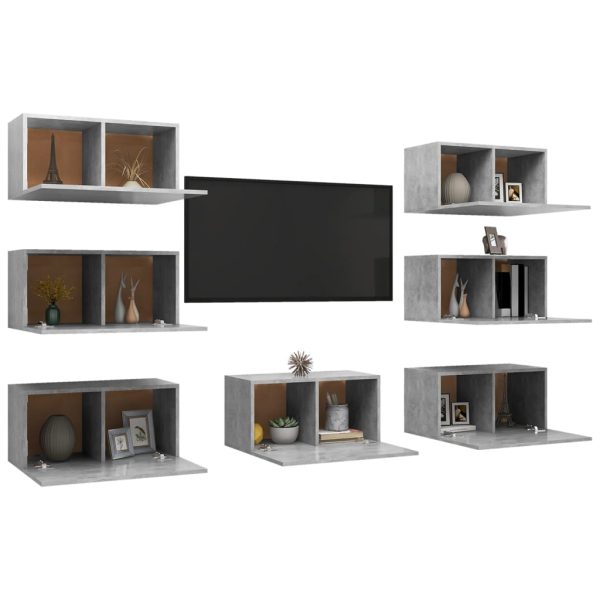 Móveis de TV 7 pcs 30,5x30x60 cm contraplacado cinzento cimento - Image 3