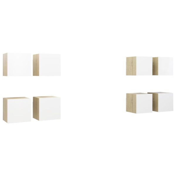 Móveis de TV parede 8 pcs 30,5x30x30cm branco e carvalho sonoma - Image 2