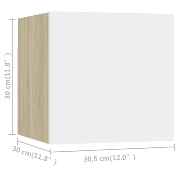 Móveis de TV parede 8 pcs 30,5x30x30cm branco e carvalho sonoma - Image 5