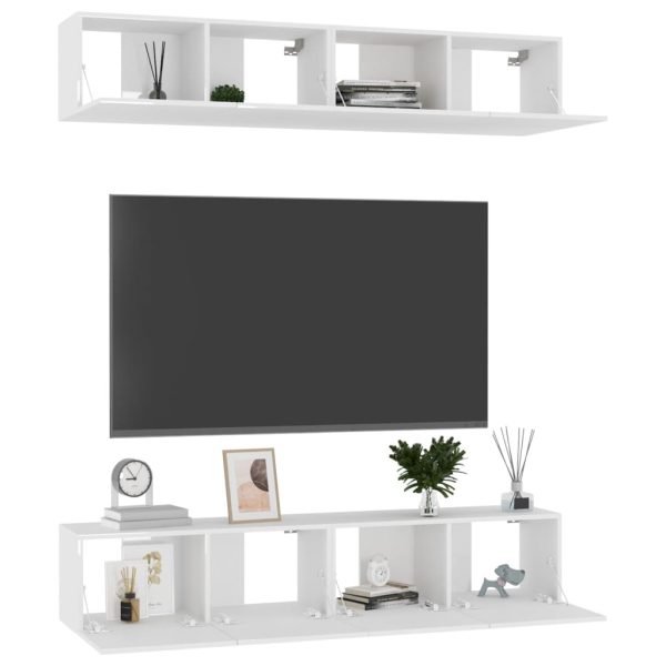 Móveis de TV 4 pcs 80x30x30 cm contraplacado branco brilhante - Image 3