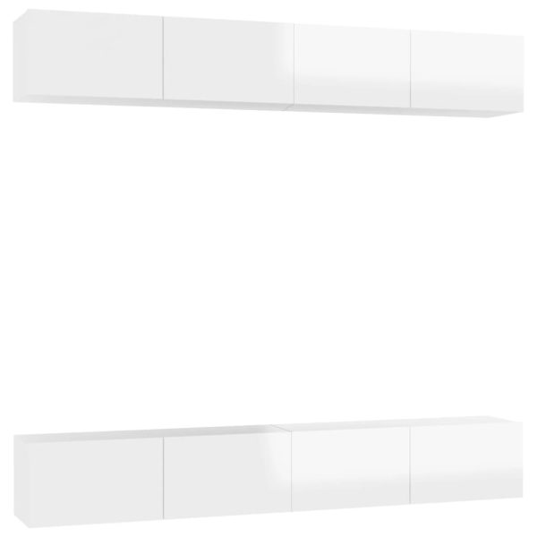 Móveis de TV 4 pcs 100x30x30 cm contraplacado branco brilhante - Image 2