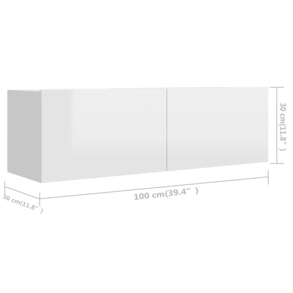 Móveis de TV 4 pcs 100x30x30 cm contraplacado branco brilhante - Image 8