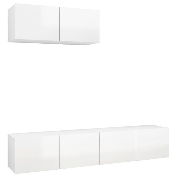 Móveis de TV 3 pcs contraplacado branco brilhante - Image 2