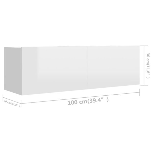 2 pcs conjunto de móveis de TV contraplacado branco brilhante - Image 6