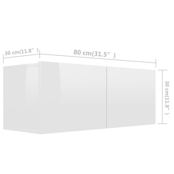 2 pcs conjunto de móveis de TV contraplacado branco brilhante - Image 7