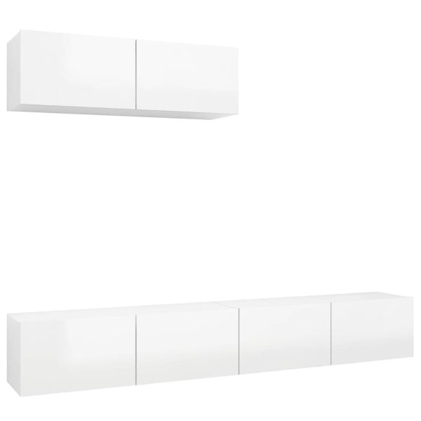 Móveis de TV 3 pcs contraplacado branco brilhante - Image 2