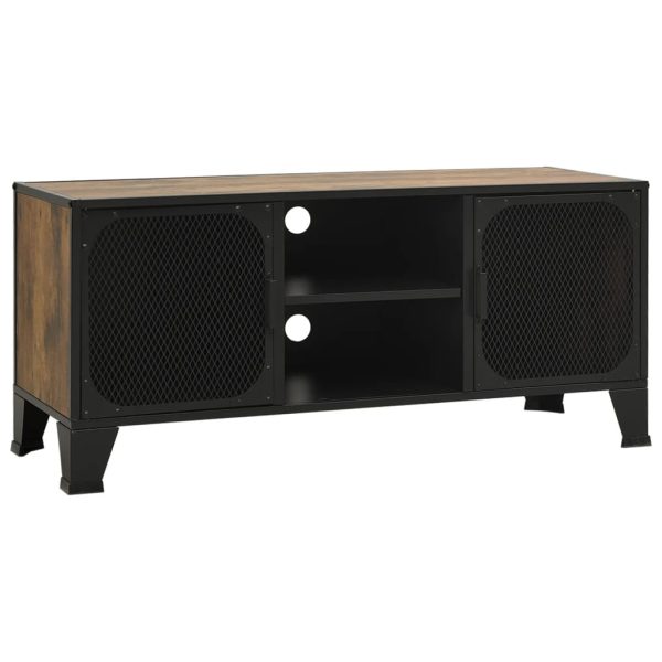 Móvel de TV 105x36x47 cm metal e MDF castanho rústico - Image 2