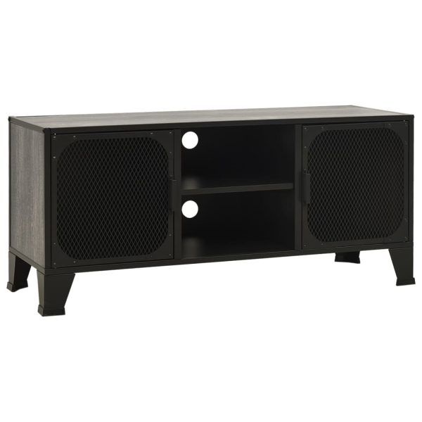 Móvel de TV 105x36x47 cm metal e MDF cinzento - Image 2