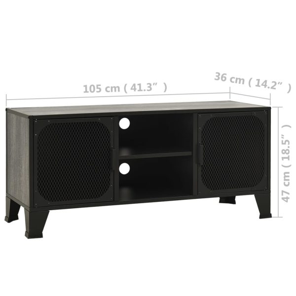 Móvel de TV 105x36x47 cm metal e MDF cinzento - Image 9