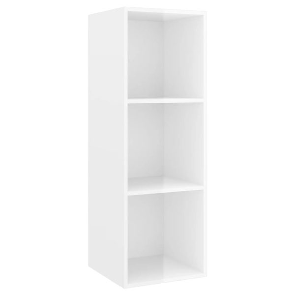 3 pcs conjunto de móveis de TV contraplacado branco brilhante - Image 5