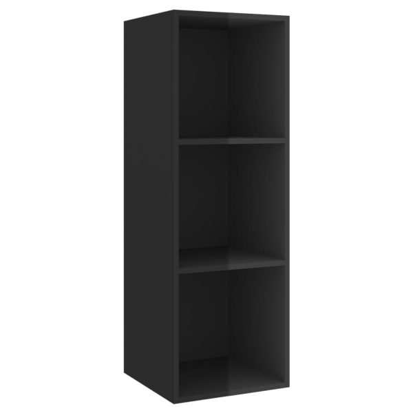 3 pcs conjunto de móveis de TV contraplacado preto brilhante - Image 5