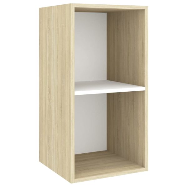 3 pcs conjunto móveis de TV contraplacado branco e carv. sonoma - Image 4