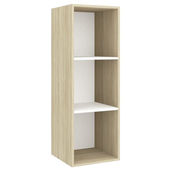 3 pcs conjunto móveis de TV contraplacado branco e carv. sonoma - Image 5