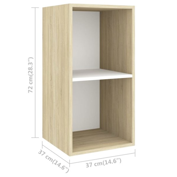 3 pcs conjunto móveis de TV contraplacado branco e carv. sonoma - Image 6