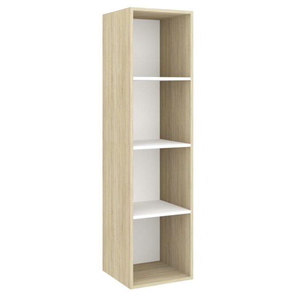 3 pcs conjunto móveis de TV contraplacado branco e carv. sonoma - Image 5