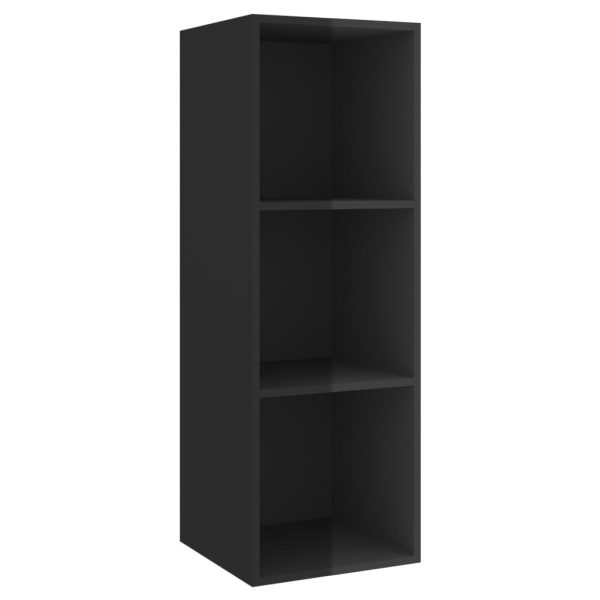 3 pcs conjunto de móveis de TV contraplacado preto brilhante - Image 4