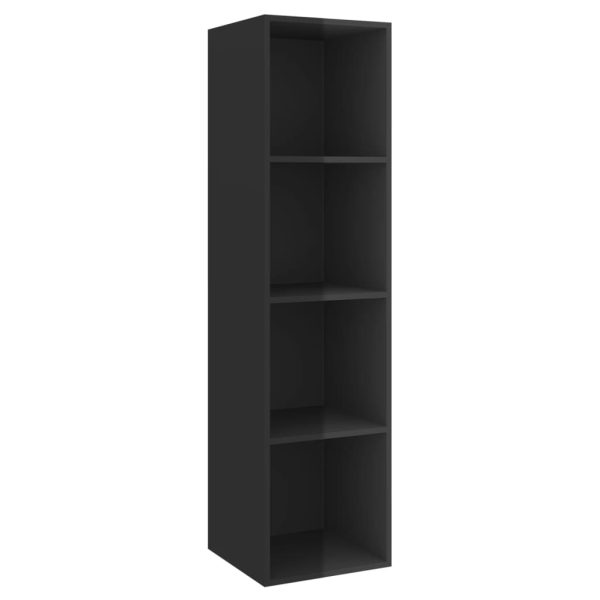 3 pcs conjunto de móveis de TV contraplacado preto brilhante - Image 5