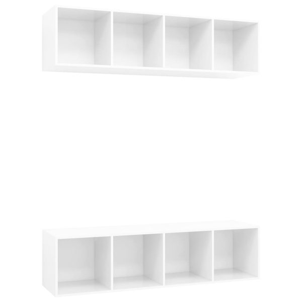 Armários de parede para TV 2 pcs contraplacado branco brilhante - Image 2