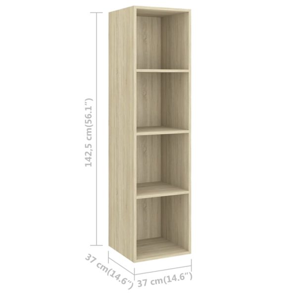 2 pcs conjunto de móveis de TV contraplacado carvalho sonoma - Image 7