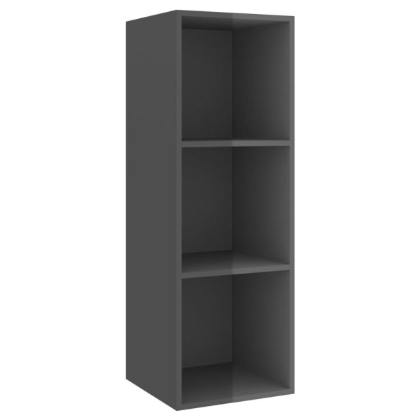 4 pcs conjunto de móveis de TV contraplacado cinzento brilhante - Image 5