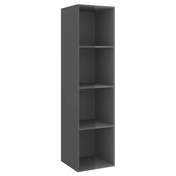 4 pcs conjunto de móveis de TV contraplacado cinzento brilhante - Image 6