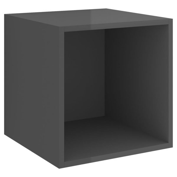 3 pcs conjunto de móveis de TV contraplacado cinzento brilhante - Image 4