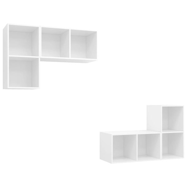 Armários de parede para TV 4 pcs contraplacado branco - Image 2