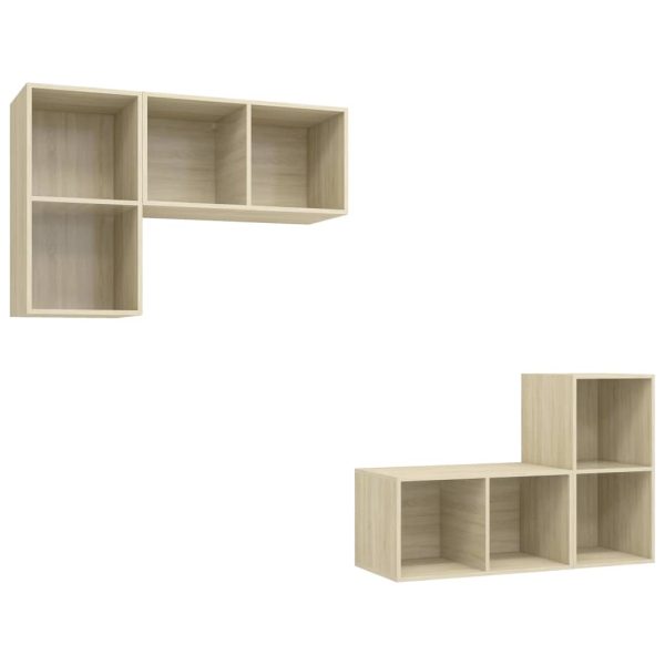 Armários de parede para TV 4 pcs contraplacado carvalho sonoma - Image 2