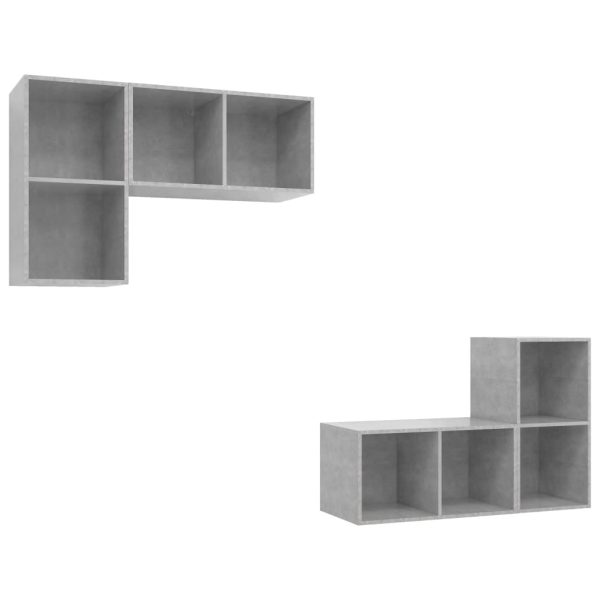 Armários de parede para TV 4 pcs contraplacado cinzento cimento - Image 2