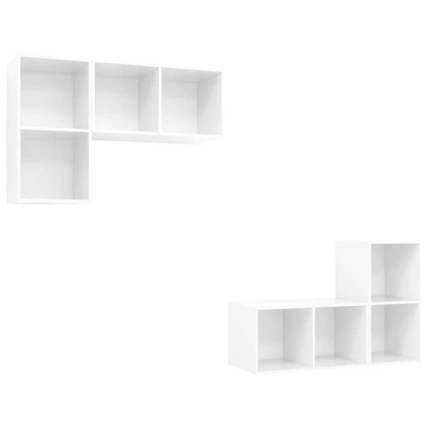 Armários de parede para TV 4 pcs contraplacado branco brilhante - Image 2