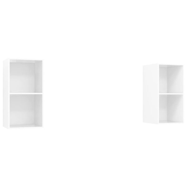 Armários de parede para TV 2 pcs contraplacado branco brilhante - Image 2