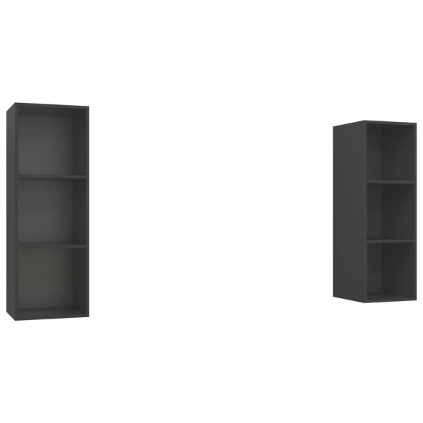 Armários de parede para TV 2 pcs contraplacado cinzento - Image 2